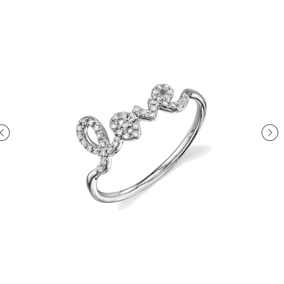 #2579 Sydney Evan 14K WHITE GOLD & PAVÉ DIAMOND LOVE RING size 6.75